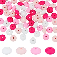 1box 80pcs 2 Bags Rondelle Food Grade Silicone Focal Beads Chewing Beads