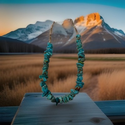 Vintage Native American Natural Turquoise Nugget Beaded Necklace 18 
