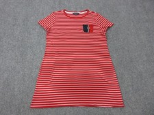 Tommy Hilfiger T Shirt Dress Womens XL Red Stripe Crew Neck Pocket Logo Jersey