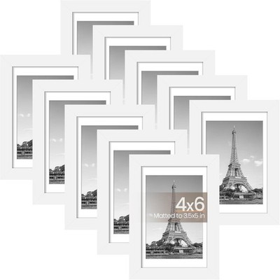 upsimples 4x6 Picture Frame Set of 10, Display Pictures 3.5x5 with 4x6, White 
