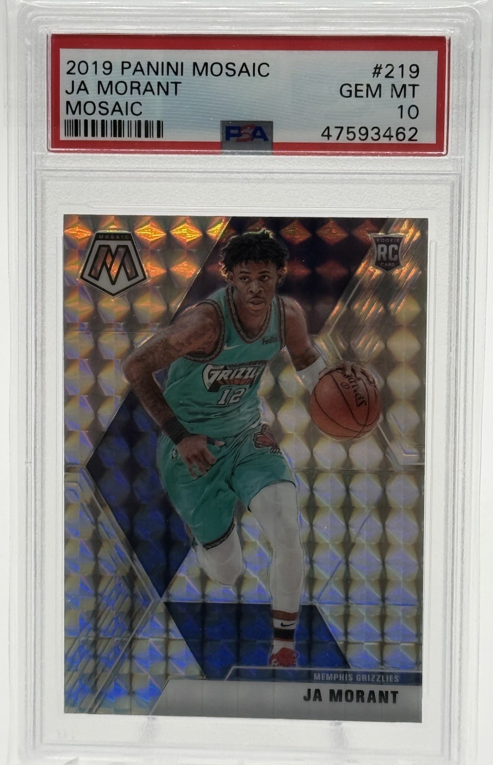 2019-20 Panini Mosaic Ja Morant Silver Prizm #219 (RC) PSA 10 Grizzlies Rookie