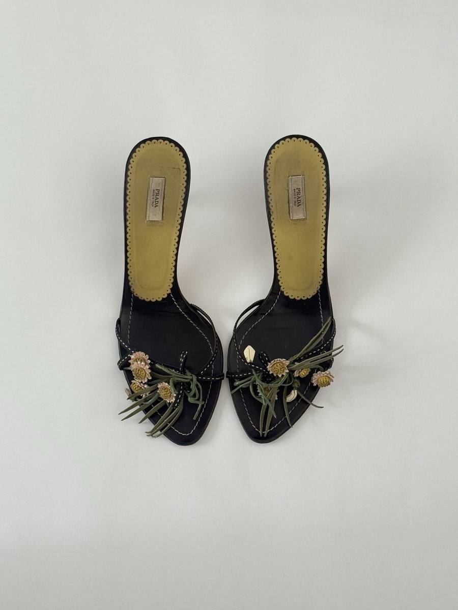 RARE Vintage Prada Floral Daisy Kitten Heels Limited Edition | eBay UK