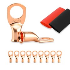 10PCS Battery Cable Ends, 8 Gauge Wire Connectors 3/8 Copper Wire Lugs, Bare ...