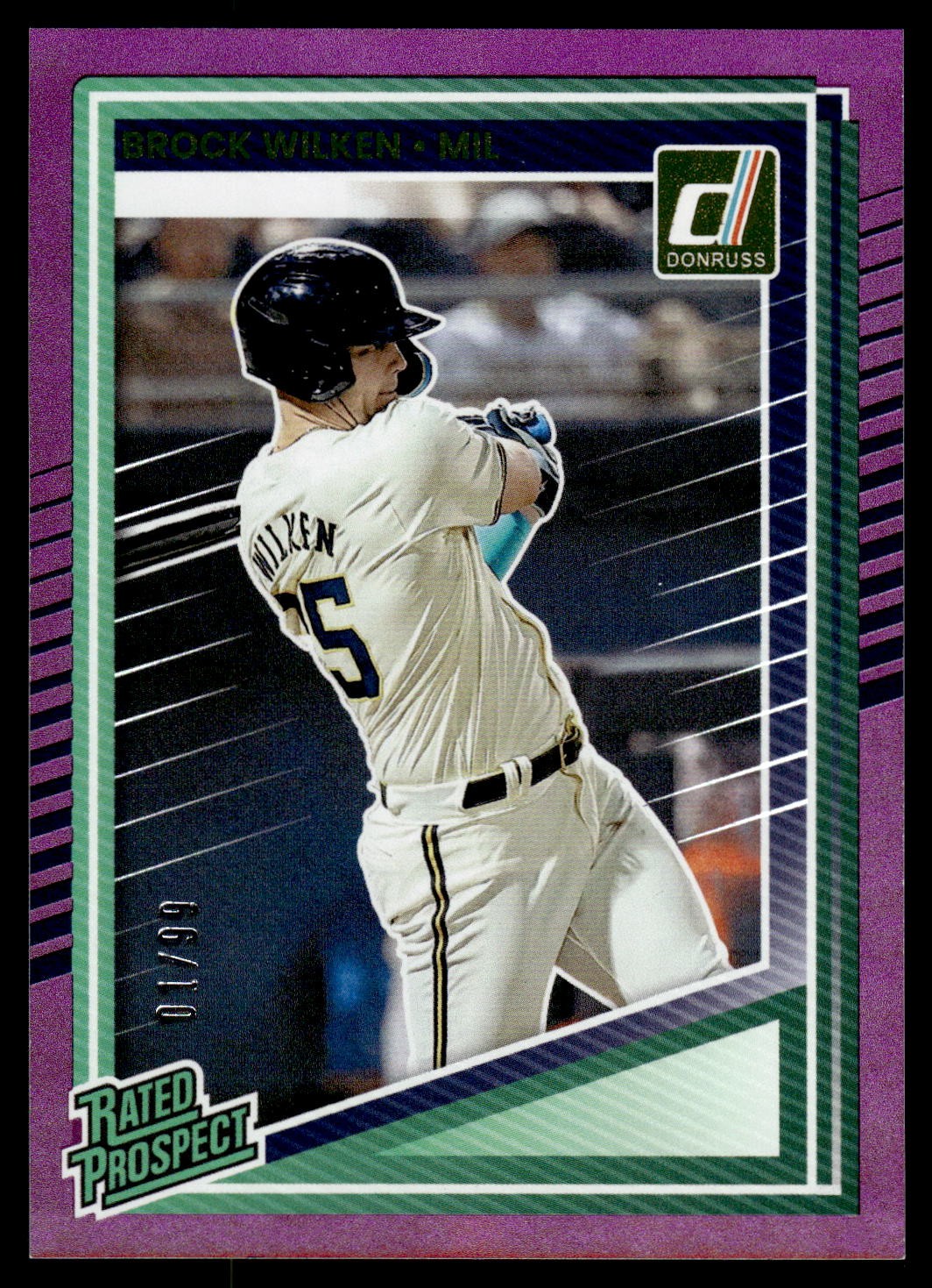 2025 Panini Donruss BROCK WILKEN PURPLE HOLO FOIL 1/99 #115 MILWAUKEE