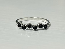 Sterling Silver Black Agate Stone Band Ring