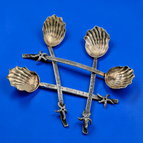 Rare Sterling Silver Gorham Narragansett Salt Spoon Shell Starfish n.2035 $149ea