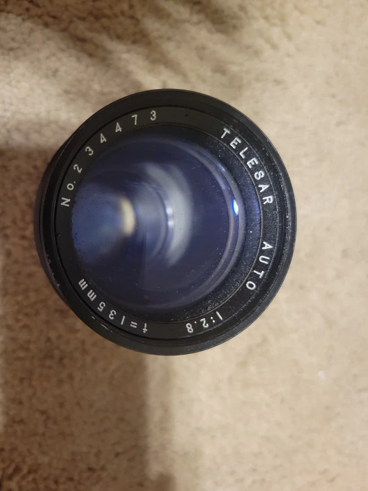 Lente Telesar Auto 135 mm 1:2,8 vintage n.º 234473 con estuche Foto 2 de 4