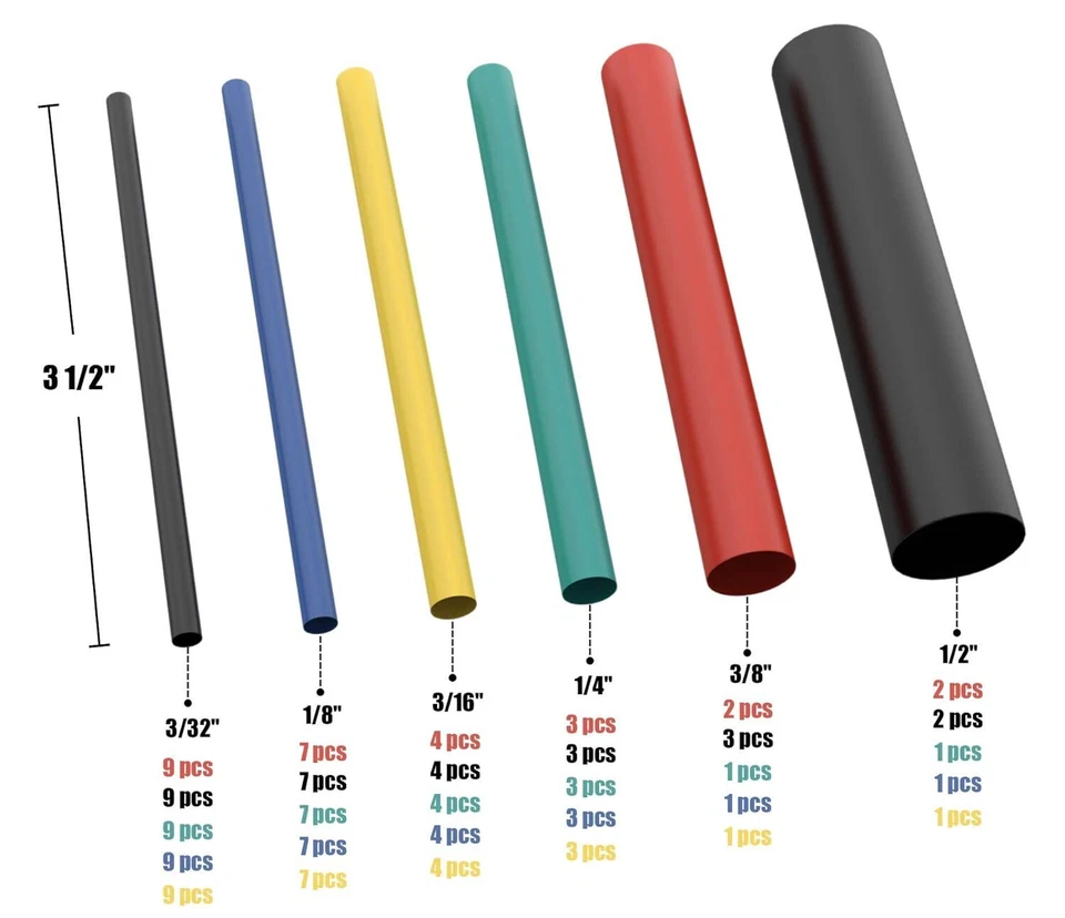 130 piezas Kit termorretráctil marino adhesivo de doble pared 31 relación de contracción multicolor Foto 3 de 3