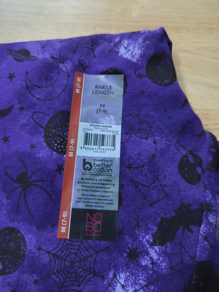 Leggings de tornozelo 2 por US$ 20 sem limites estampa de ícone roxo e crânio média (7-9) - Imagem 3 de 4