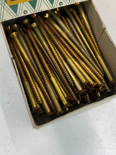 Box Brass Countersunk Screws 3 1/2" x 10 Nettlefolds Slotted Head Part Box of 94 - Picture 3 of 24