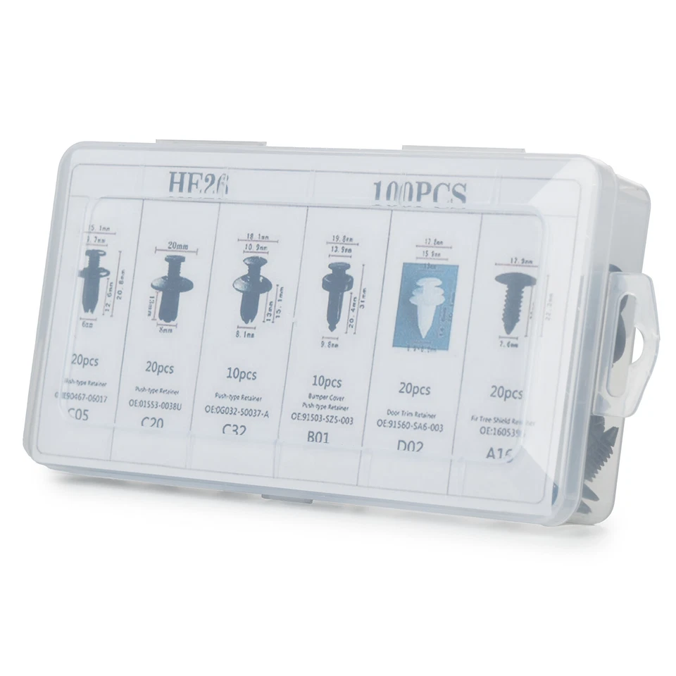 Universal 100 Pcs Rivet Push Clips Retainer Fender Liner Fastener for Car 6 Size Foto 4 de 4