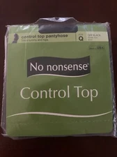 No Nonsense Control Top Nylons Pantyhose, Off Black M44, Size Q