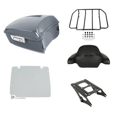 King Trunk Pad Plate Mount Rack Fit For Harley Street Glide 2014-24 Gunship Gray