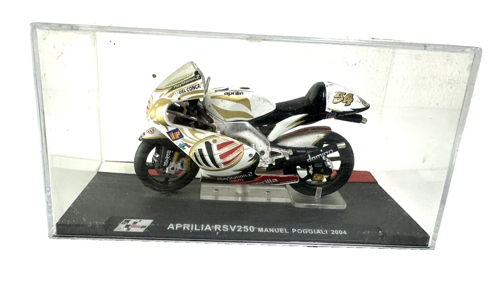 MODELLINO MOTO DIECAST APRILIA RSV250 MANUEL POGGIALI 2004 1/24 - Immagine 2 di 4