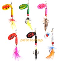 Lot 6 Fishing Lure Feather Hooks Spoon Spinners Baits Tackle Trout Salmon Surf Lot 6 Fishing Lure Feather Hooks Spoon Spinners Baits Tackle Trout Salmon Surf
