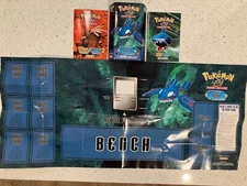 POKEMON 2004 TEAM AQUA (NO CARDS) BOX, RULE BOOK, CARD LIST, AND BENCH