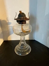 Antique  Kero Oil Lamp U.S. Glass Co. No. 9874 Dogtooth