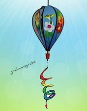 HUMMINGBIRD FLOWERS  6-Panel KINETIC Hot Air Balloon WIND SPINNER ITB1047 DECOR