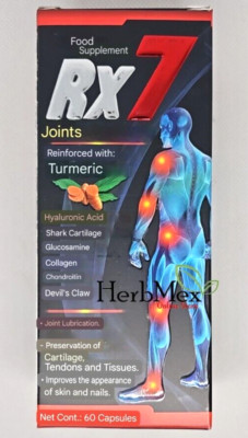 Rx7 for joint pain turmeric glucosamine shark cartilage chondroitin 60 capsules