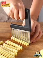 Stainless Steel Potato Wave Cutter - Wavy Crinkle Slicer for Vegetables & Fries