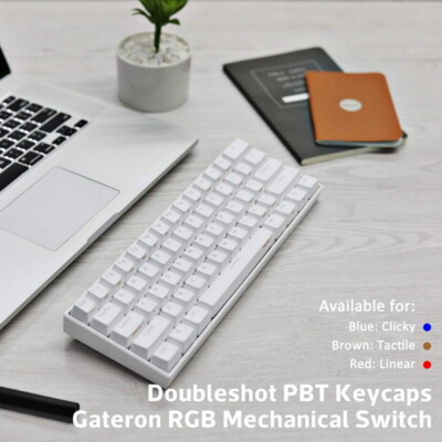 ANNE PRO 2 Wired/Bluetooth 60% Mechanical White Keyboard Brown