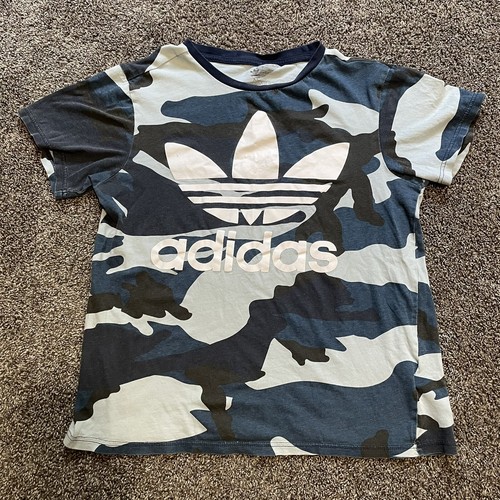 Adidas Shirt & Shorts Set Size Youth XL 18 Blue Camo T-Shirt Bottoms - Picture 2 of 12