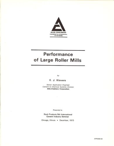 Technical Paper - Allis-Chalmers - Cement Roller Mill Lime Technology (E1592) - Bild 1 von 2