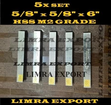 5 PCS SET 5/8" x 5/8" x 6" HSS Square Tool Bit M2 Grade Lathe Fly Cutter