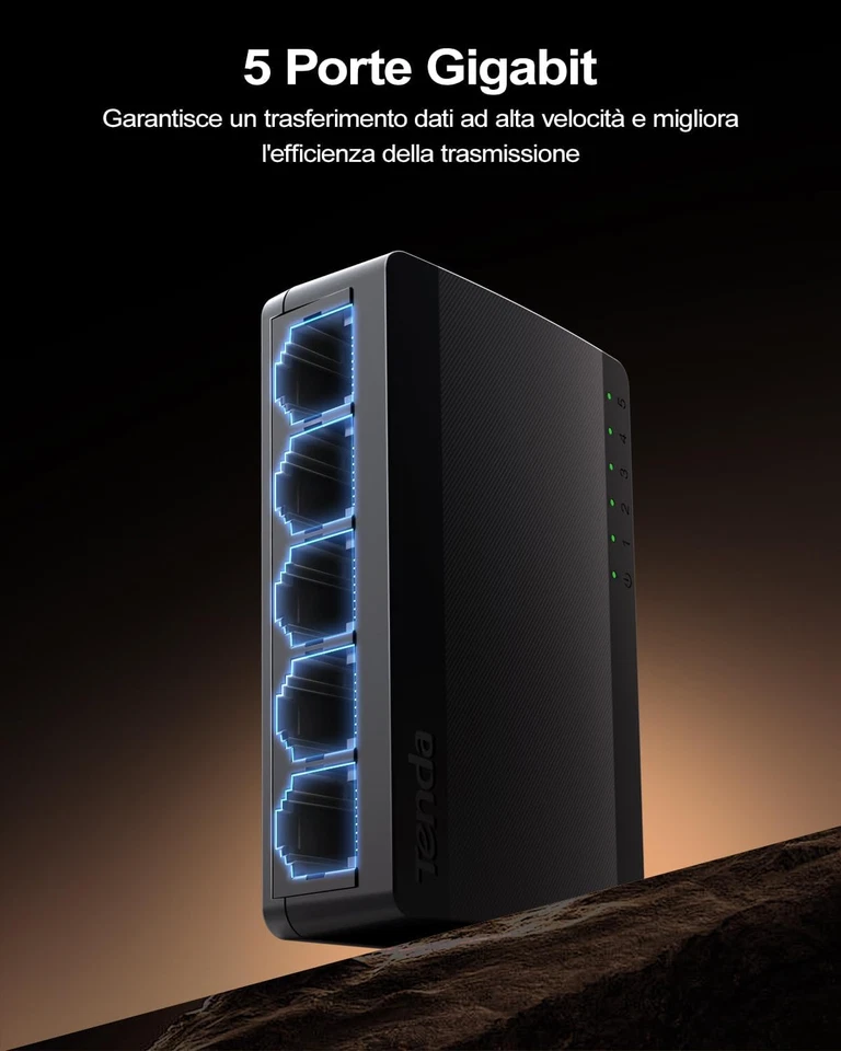 Mini Switch Gigabit 5 Porte di Rete Ethernet 10/100/1000 Mbps Con Indicatore LED - Immagine 4 di 4