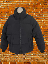 WOMENS BERSHKA SMALL BLACK PADDED WARM WINTER OVERSIZED PUFFER ZIP COAT JACKET