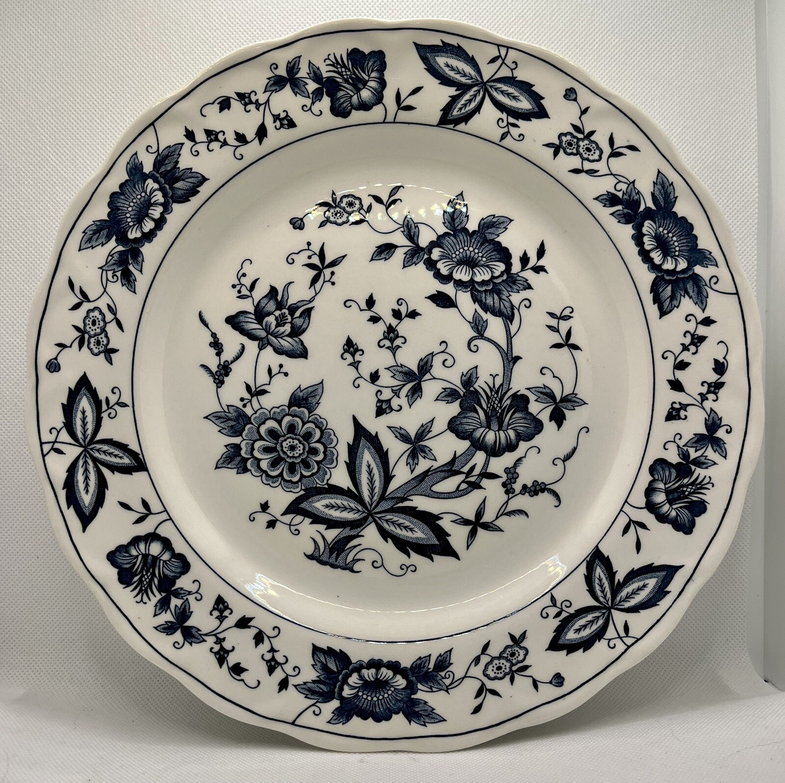 Royal M by Nikko ironstone Japan Blue Vienna 10” plate Vintage Scalloped Edges, vintage serveware