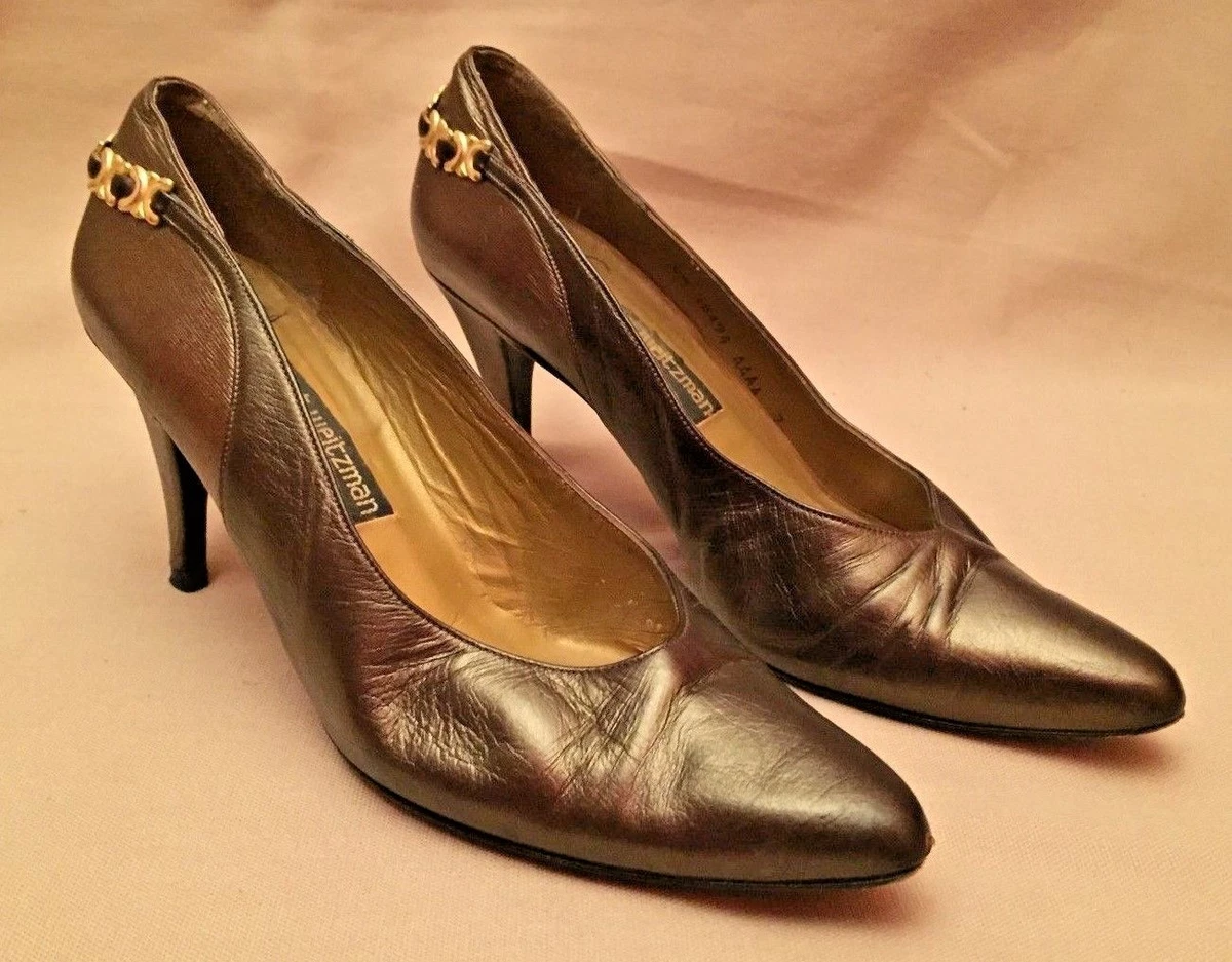 Stuart Weitzman for Mr Seymour Women Metallic Green Bronze Shoes Pumps Sz 7AAAA
