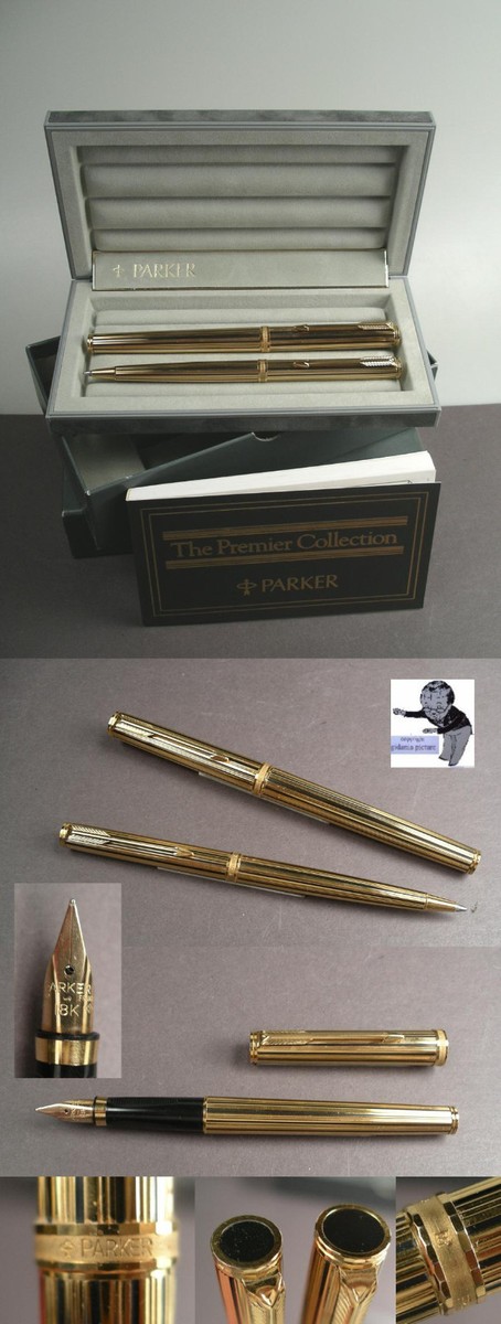 Parker Premier Set fountain pen and ballpoint gold plated and 