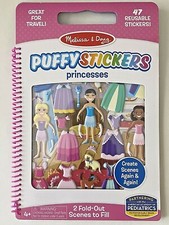 Melissa and Doug Puffy Stickers 47 Princess Doll  2 Fold-Out Travel Fun