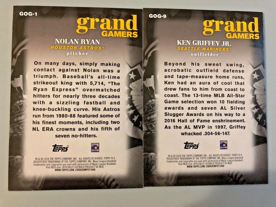 2024 Topps Series 1 GRAND GAMERS Insert Card YOU PICK - Image 2 of 2