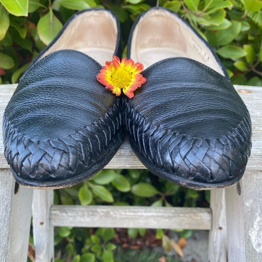 Bally Charlotte Black Woven Toe Leather Loafers Made in  display picture 2