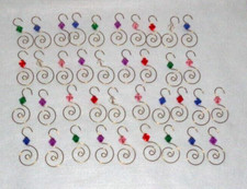 Gold Beaded Christmas Tree Ornament Hooks Hangers Assorted Set of 38