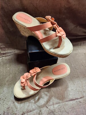 Covington Primrose Wedge Sandal - Coral - Size 7 - FORMAL, VACATION, PARTY