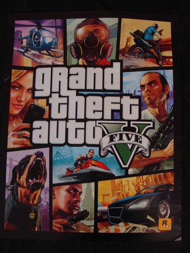GRAND THEFT AUTO 5 video game poster original video store promo 2sided - Picture 17 of 17