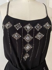 Forever 21 Women’s Beaded Party Dress Black Sleeveless Chiffon Size Medium