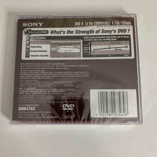 SONY DVD-R 4.7GB 120 Min DVD Blank Media NEW Sealed - Picture 2 of 2