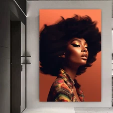 Black Woman ,Big Hair Painting llustration Hip Hop Digital Wall Art Poster Decor