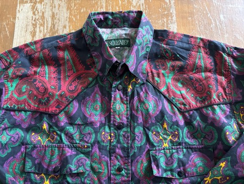 SOULEIADO Cotton Shirt Paisley Print Button-Down L/S Multicolor SZ 5 (XL) - Picture 5 of 6