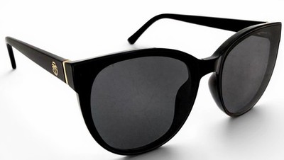 Heatwave Visual Marylin Gloss Black Frames Gray Polarized UV400 Lens Sunglasses