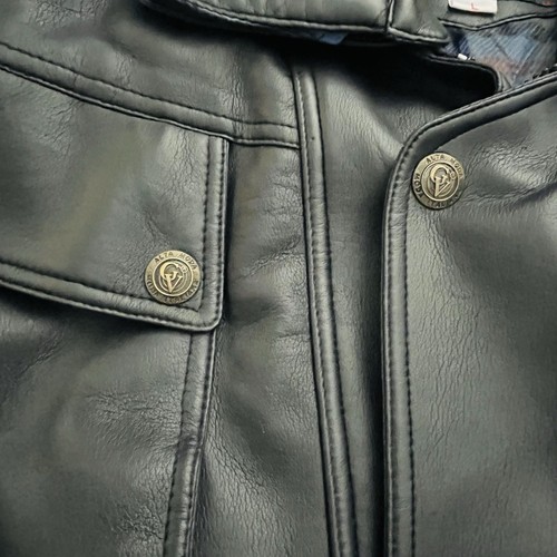 Men’s Moda Italy Gruppo V Black Leather Jacket Y2K With Detachable Fur Collar - Picture 5 of 8