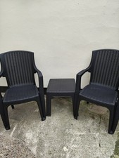 simpa Stackable High Back Plastic Rattan Effect Garden Chairs and table set  