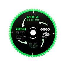 RIKA Table Saw Blade 260mm x 60T x 30mm Wood Cut Razor Pro TCT Sharp & Long Life