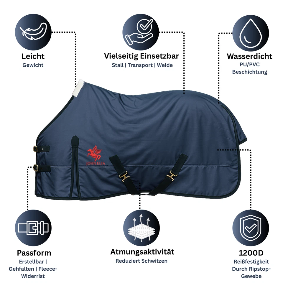 YOUSHA ELIA Outdoordecke Pferd 145cm | 300g 1200D Regendecke Wasserdicht - Bild 2 von 4