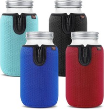 64 Oz Wide Mouth Mason Jar Neoprene Sleeve, 64Oz Non-Slip Cozy Insulated Glass J