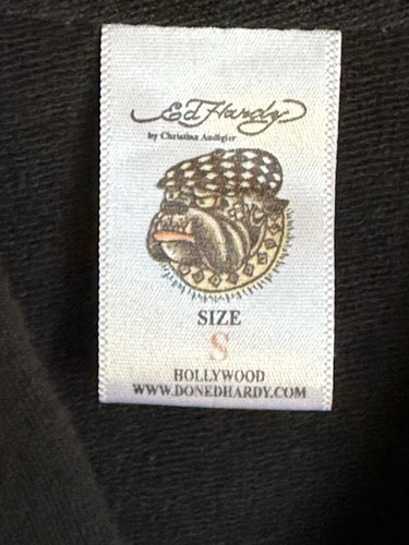 RARE Ed Hardy Size S Death Or Glory Zip Black Hoodie 7 Embrd Patches Skull Y2K - Picture 7 of 20